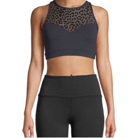 KATE SPADE Bra New York Leopard Print Mesh Racerback Black Sports Bra Small - Picture 5 of 7